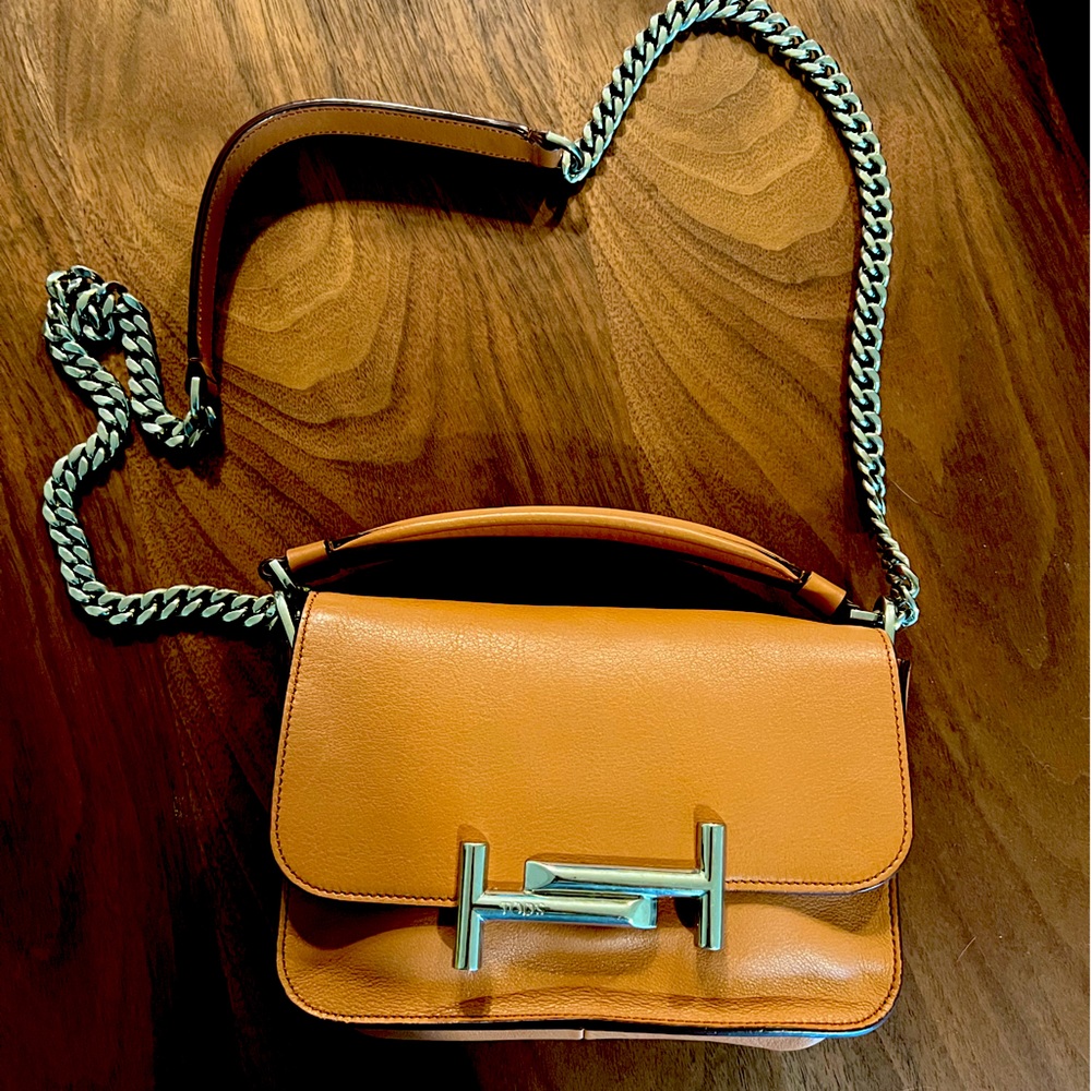 Tod’s mini double T shoulder bag Caramel Brown crossbody bag 2-way bag